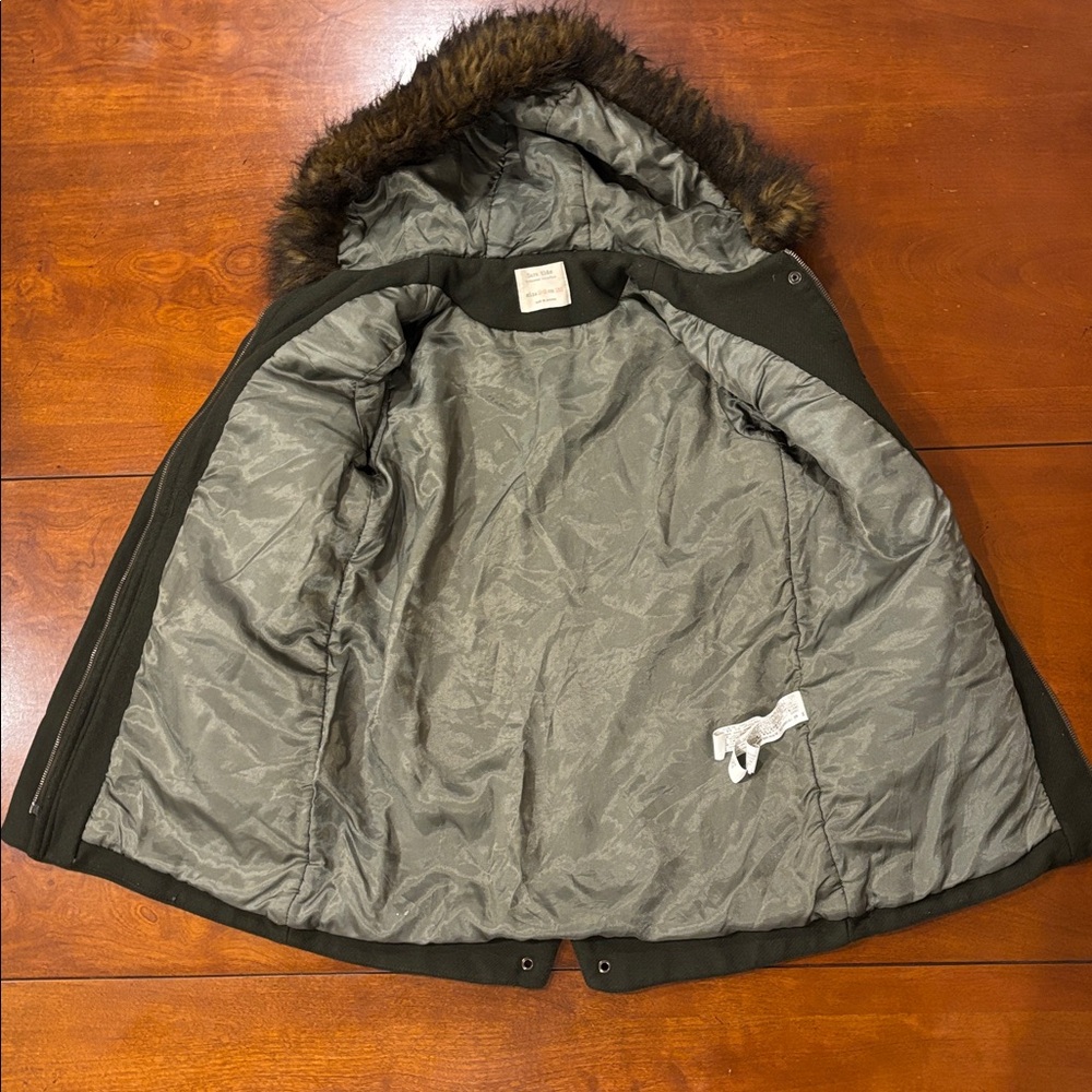 Zara Kids Wool Blend Faux Fur Hooded Coat - Picture 8 of 11